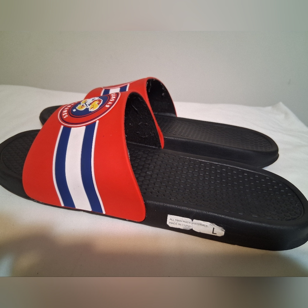 Kansas Jayhawks Red & Black Slide Sandals – Size Large (11–12) - Picture 5 of 10